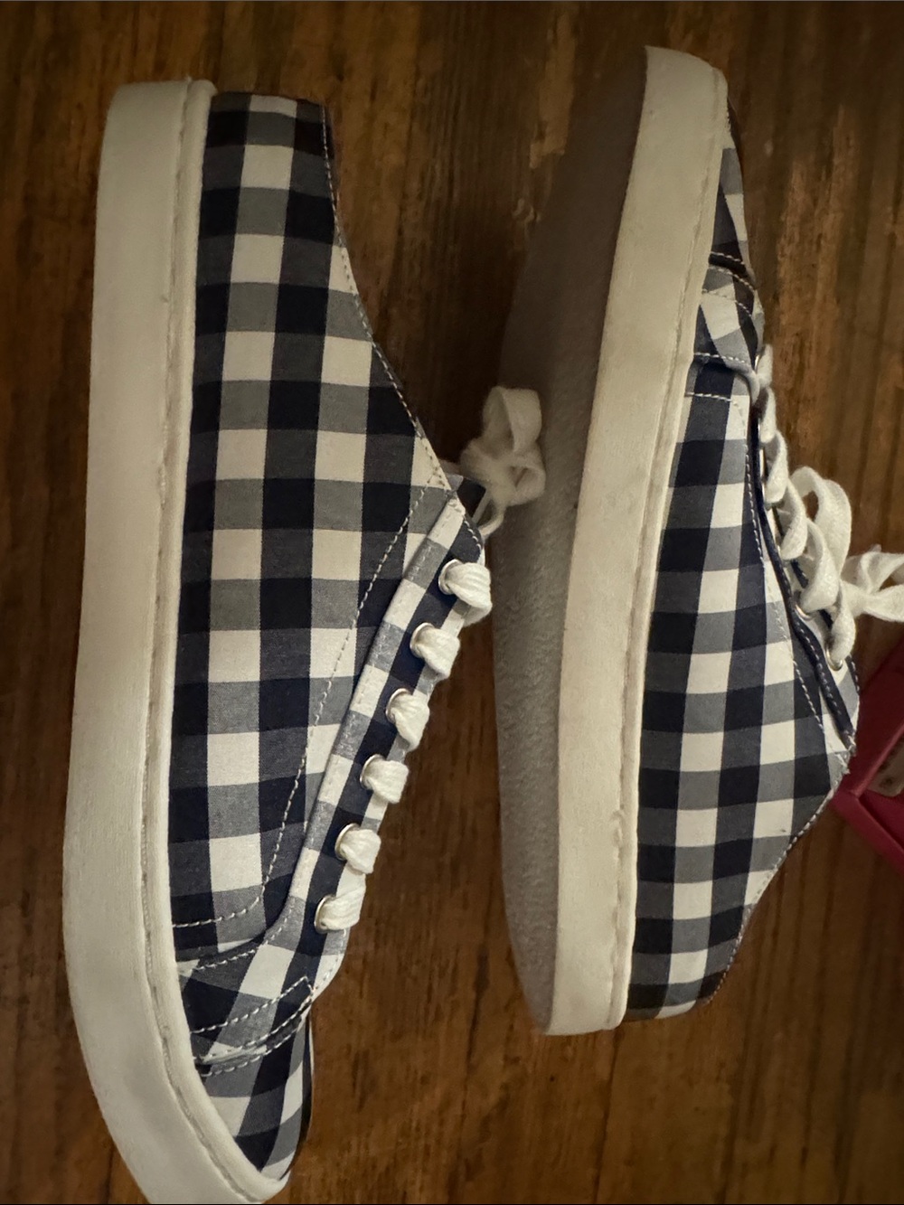 Betsey Johnson Blue Gingham Daisy Sneakers - size 9 - Picture 9 of 11